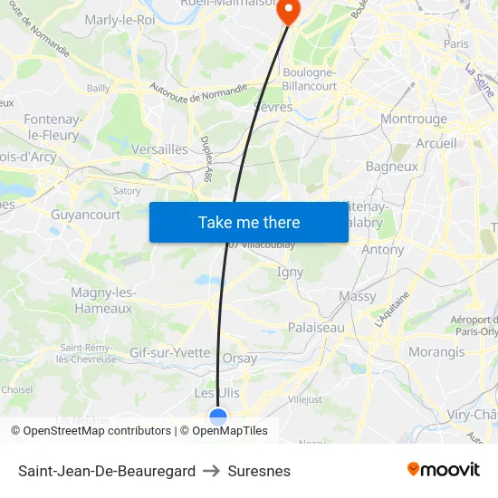 Saint-Jean-De-Beauregard to Suresnes map