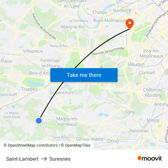 Saint-Lambert to Suresnes map