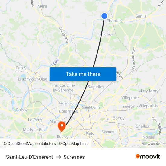 Saint-Leu-D'Esserent to Suresnes map