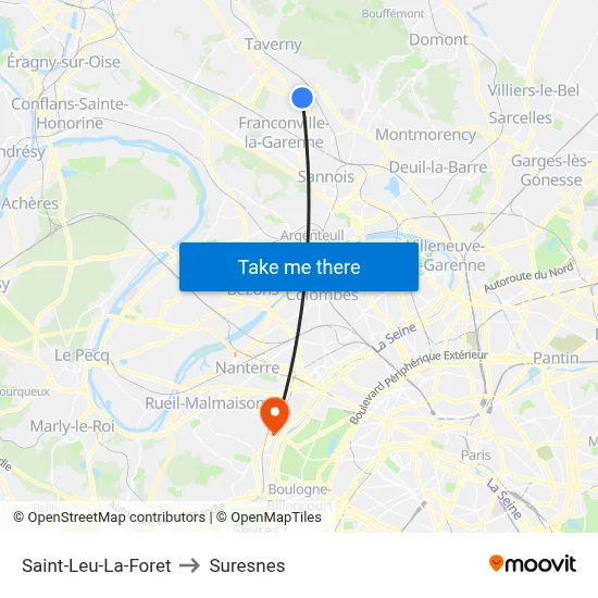 Saint-Leu-La-Foret to Suresnes map