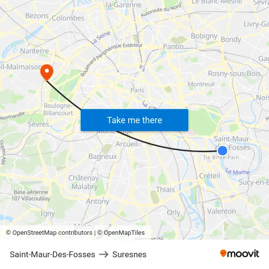 Saint-Maur-Des-Fosses to Suresnes map