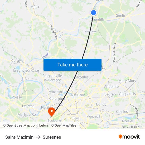 Saint-Maximin to Suresnes map