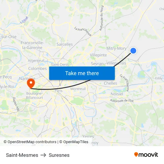 Saint-Mesmes to Suresnes map