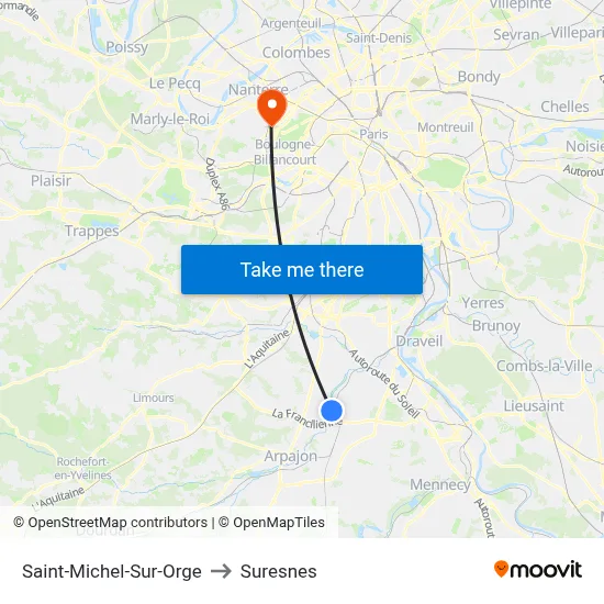 Saint-Michel-Sur-Orge to Suresnes map
