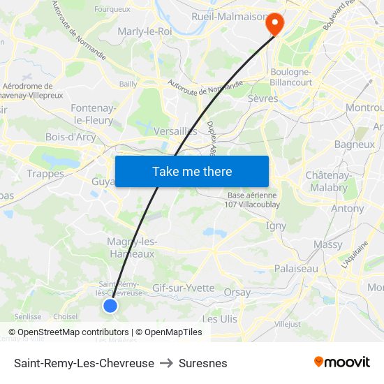 Saint-Remy-Les-Chevreuse to Suresnes map