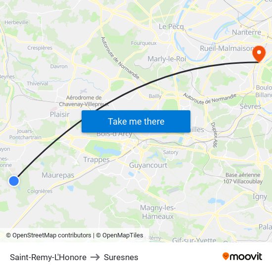 Saint-Remy-L'Honore to Suresnes map