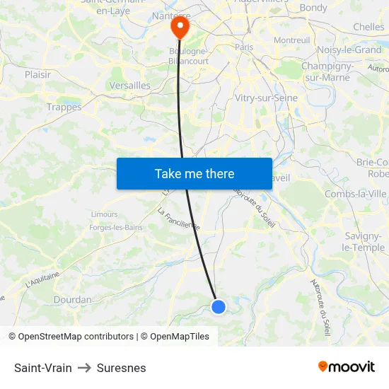 Saint-Vrain to Suresnes map