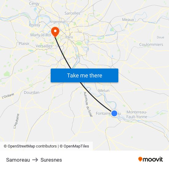 Samoreau to Suresnes map