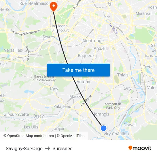 Savigny-Sur-Orge to Suresnes map