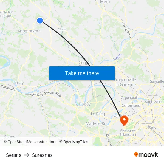 Serans to Suresnes map