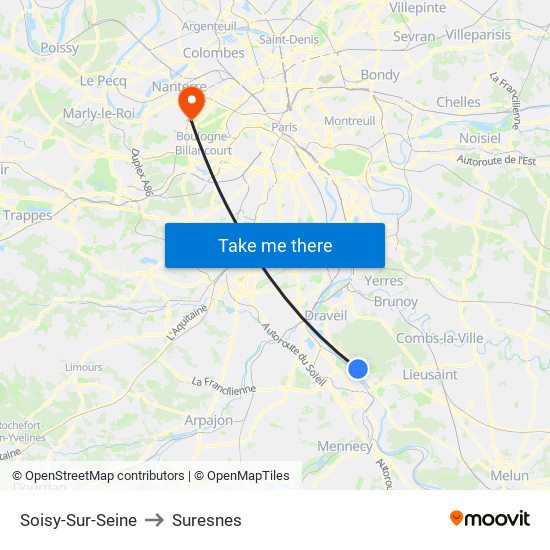 Soisy-Sur-Seine to Suresnes map
