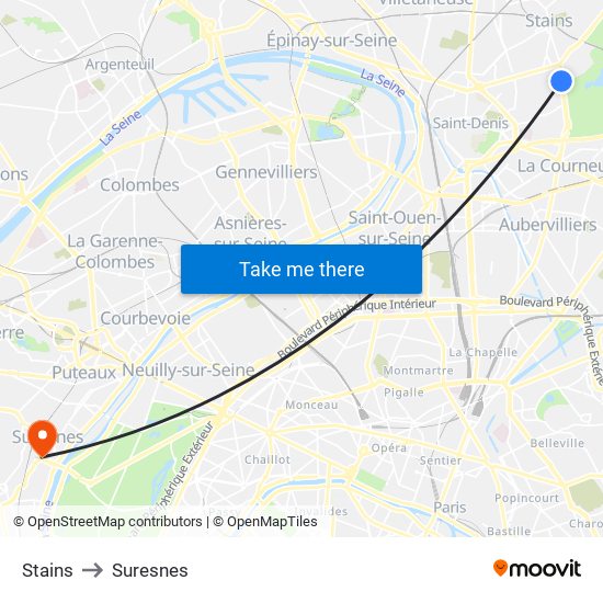 Stains to Suresnes map