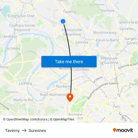 Taverny to Suresnes map