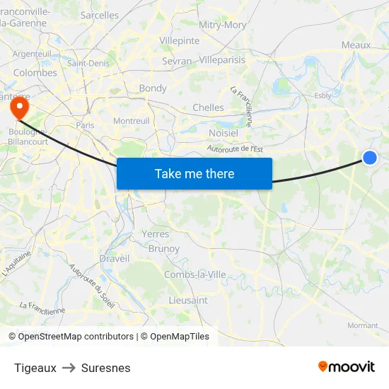 Tigeaux to Suresnes map