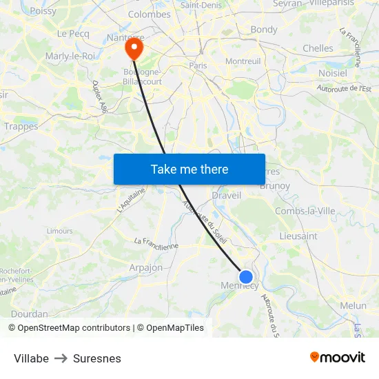Villabe to Suresnes map
