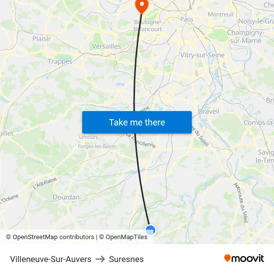 Villeneuve-Sur-Auvers to Suresnes map