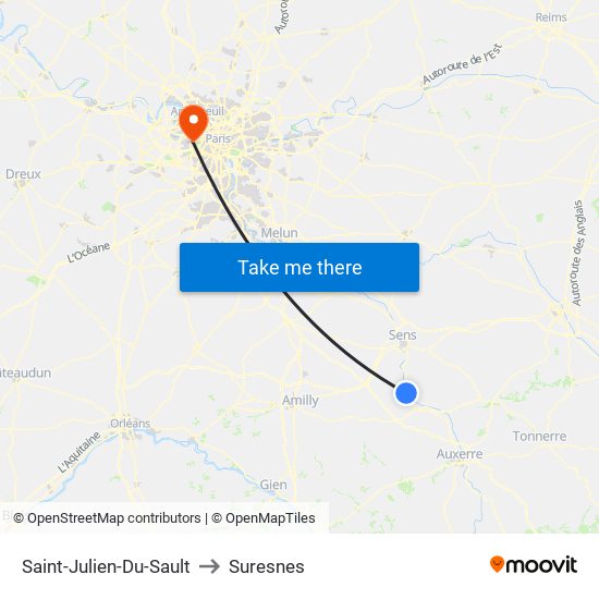 Saint-Julien-Du-Sault to Suresnes map