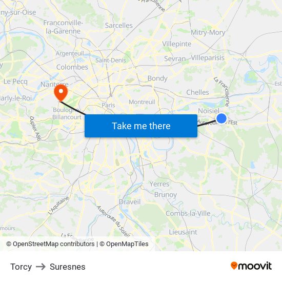 Torcy to Suresnes map