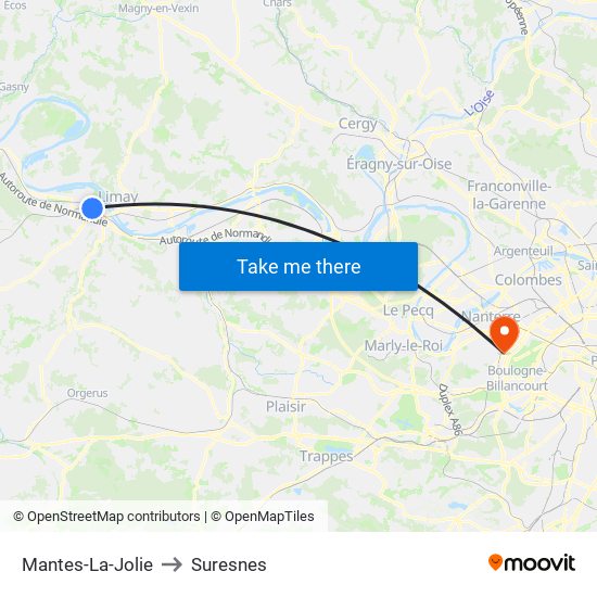 Mantes-La-Jolie to Suresnes map