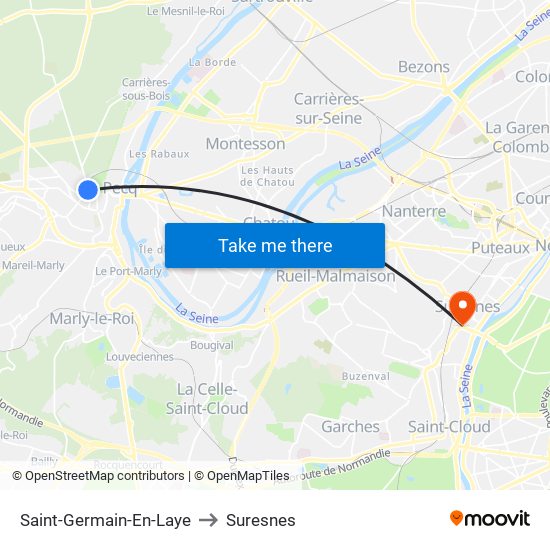 Saint-Germain-En-Laye to Suresnes map
