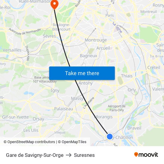 Gare de Savigny-Sur-Orge to Suresnes map