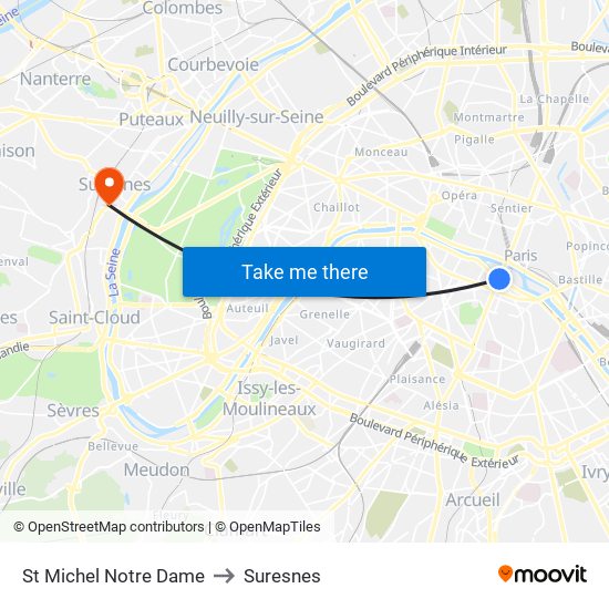St Michel Notre Dame to Suresnes map