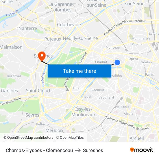 Champs-Élysées - Clemenceau to Suresnes map