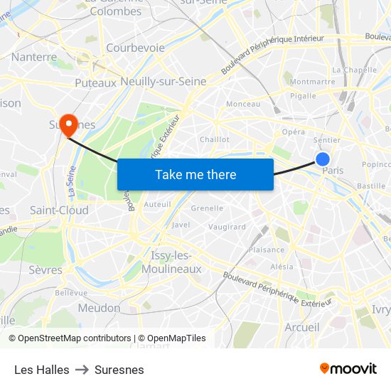 Les Halles to Suresnes map