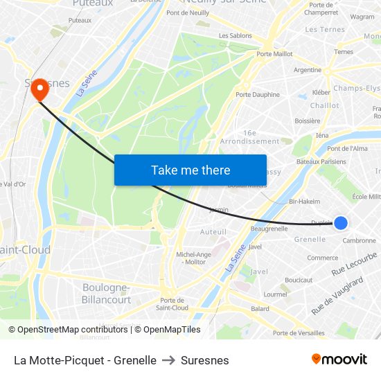 La Motte-Picquet - Grenelle to Suresnes map