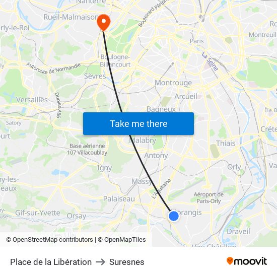 Place de la Libération to Suresnes map
