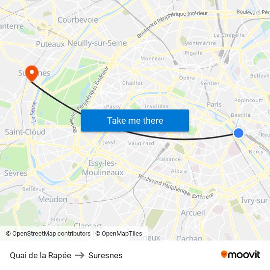 Quai de la Rapée to Suresnes map