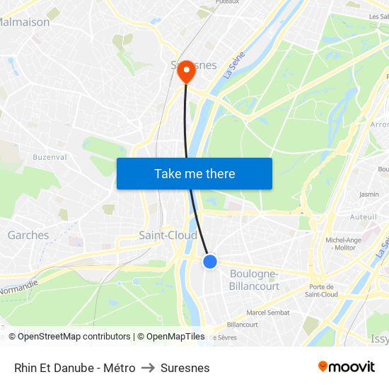 Rhin Et Danube - Métro to Suresnes map