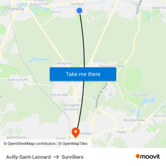Avilly-Saint-Leonard to Survilliers map