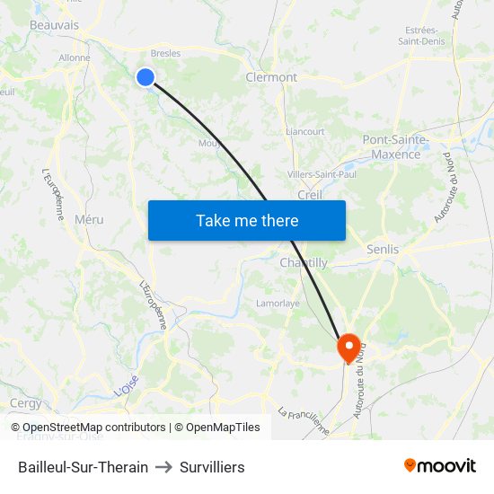 Bailleul-Sur-Therain to Survilliers map