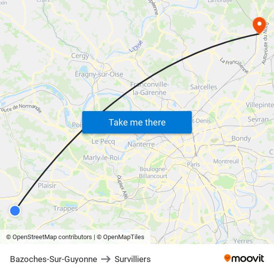 Bazoches-Sur-Guyonne to Survilliers map
