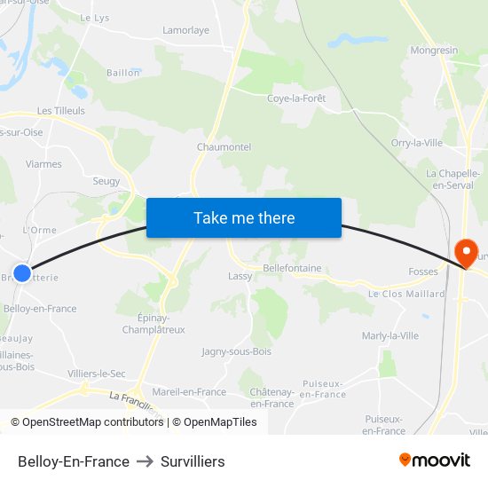 Belloy-En-France to Survilliers map