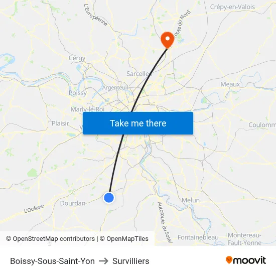 Boissy-Sous-Saint-Yon to Survilliers map