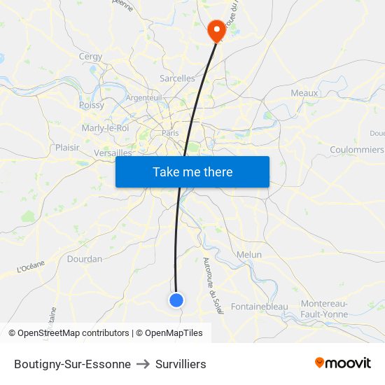 Boutigny-Sur-Essonne to Survilliers map