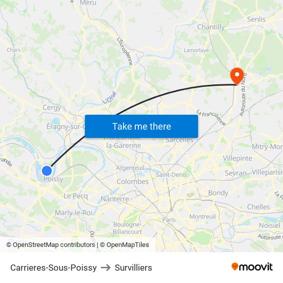 Carrieres-Sous-Poissy to Survilliers map