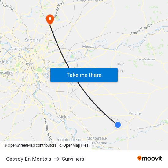 Cessoy-En-Montois to Survilliers map
