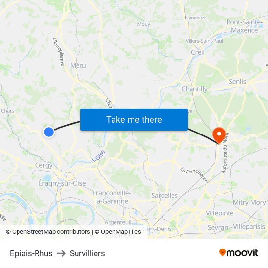 Epiais-Rhus to Survilliers map