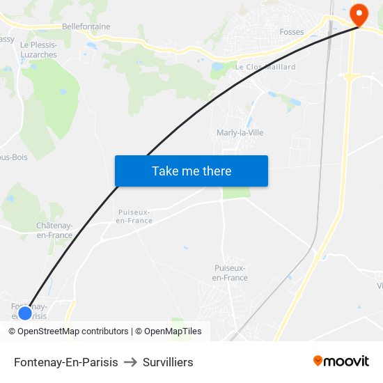 Fontenay-En-Parisis to Survilliers map