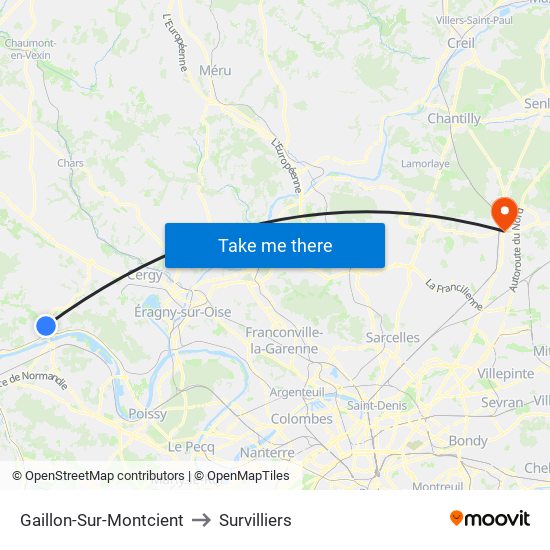 Gaillon-Sur-Montcient to Survilliers map