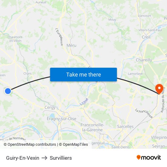 Guiry-En-Vexin to Survilliers map