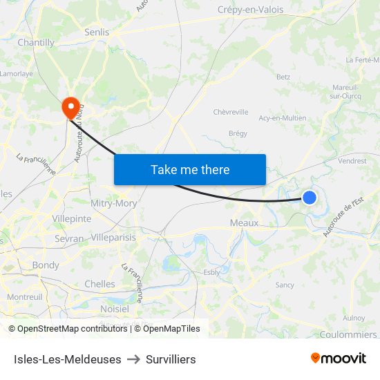 Isles-Les-Meldeuses to Survilliers map