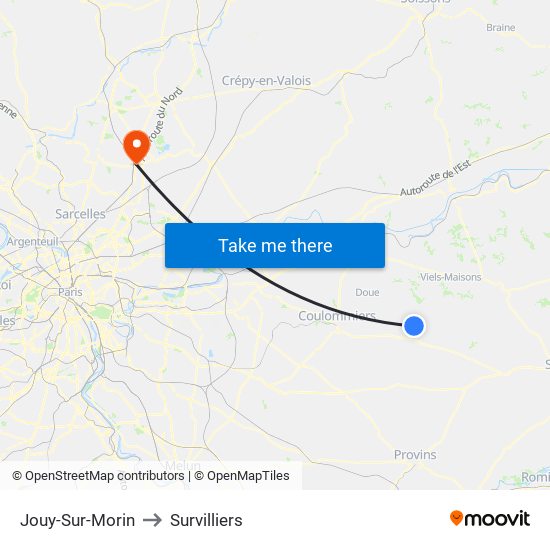 Jouy-Sur-Morin to Survilliers map