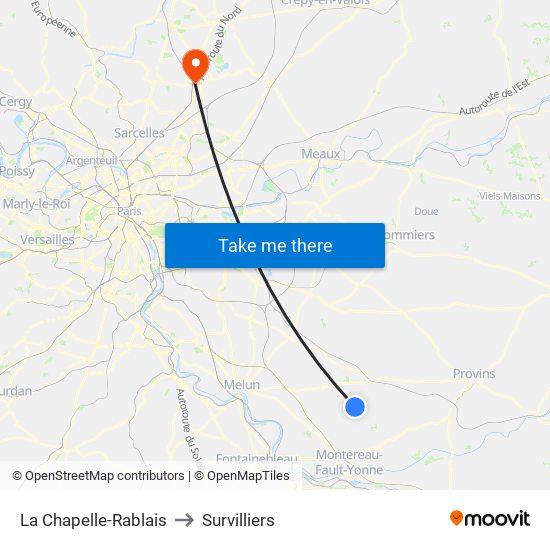 La Chapelle-Rablais to Survilliers map