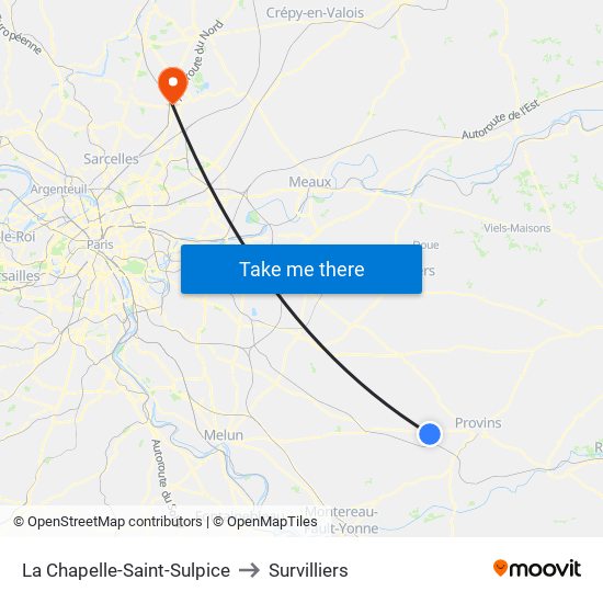 La Chapelle-Saint-Sulpice to Survilliers map