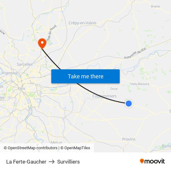 La Ferte-Gaucher to Survilliers map