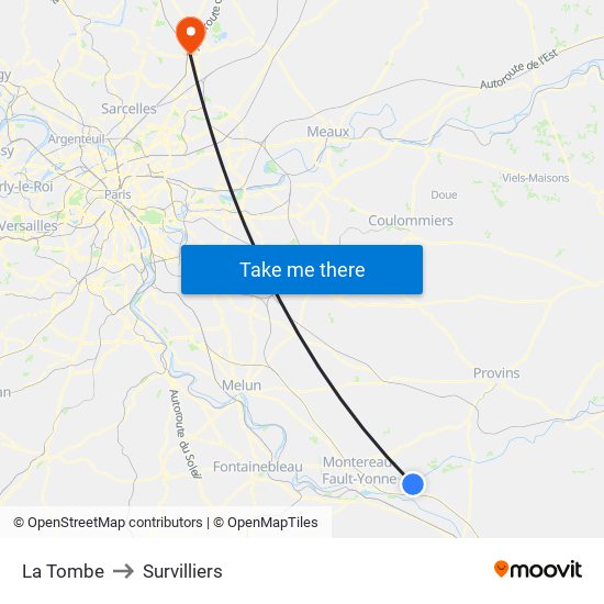 La Tombe to Survilliers map